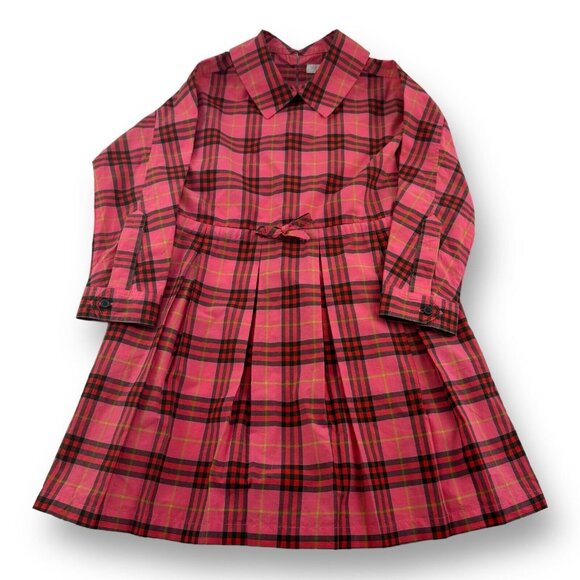 Burberry Children Pink Green & Red Nova Check Cotton Dress Girls Size 6Y